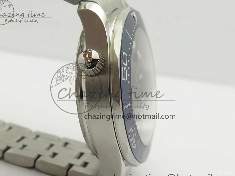 1222 Effortless 2018 Seamaster Diver 300M OMF Best Edition Blue Ceramic Gray Dial on SS Bracelet A8800 (Black Balance Wheel) 7958